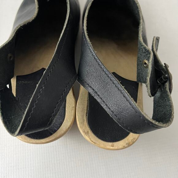 No. 6 Leather Wedge Clog Slingback Pump Wooden Platform Weave Women Size 39 - Picture 11 of 14